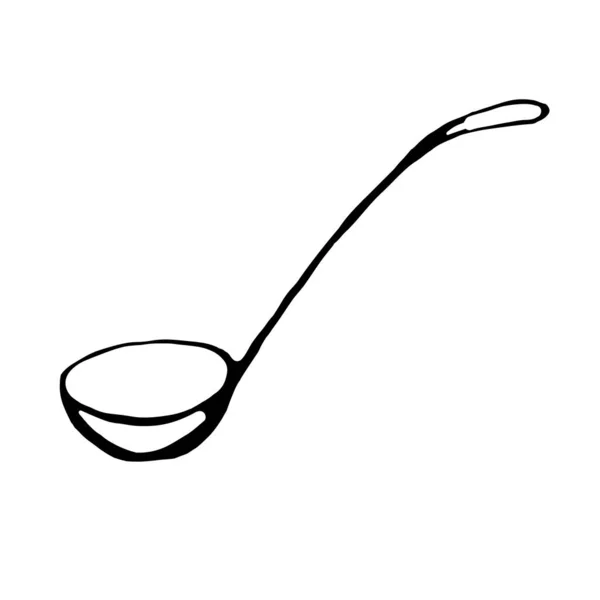 바탕에 Doodle Ladle 수있습니다 국자는 디자인 직물에 수있습니다 — 스톡 벡터