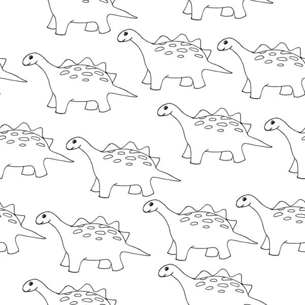 白い背景に漫画の恐竜のパターン ベクトルシームレスパターンは 子供の壁紙 ノートブックカバー およびパッケージで使用することができます — ストックベクタ
