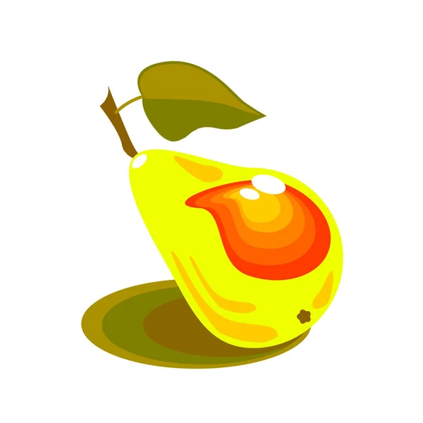 Gruszka Owoc Jest Żółta Izolowana Białym Tle Ilustracja Wektora Gruszka — Wektor stockowy