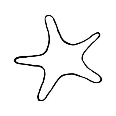 Beyaz bir arka planda karalama denizyıldızı. Vektör yıldızı kartpostallar, tekstil, boyama kitapları ve yaz tasarımları için kullanılabilir..