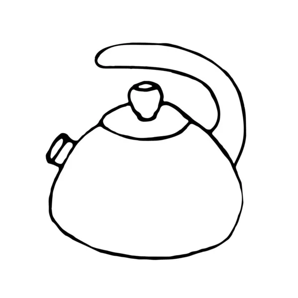 배경에 Doodle Teapot 테이블 디자인 직물에 수있습니다 — 스톡 벡터