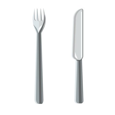 Çatal, bıçak, çatal bıçak, beyaz bir arka planda izole edilmiş. Vektör illüstrasyonu. Menülerde, restoranlarda, barlarda, kafelerde kullanılabilir..