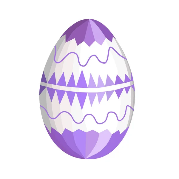 Easter White Egg Decorated Geometric Purple Print Isolated White Background — Stock Vector