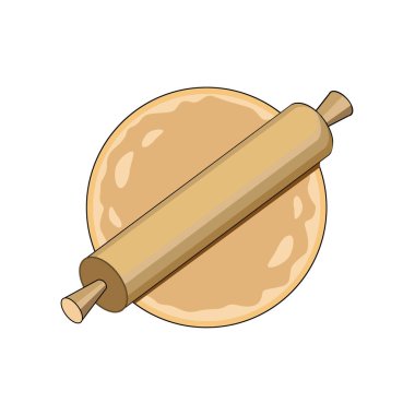 Merdane ve rulo hamuru, bir amblem, bir fırın için bir simge. Vektör illüstrasyonu.