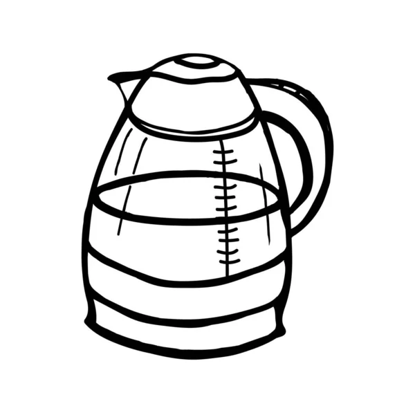 Электрический Чайник Рисунок Каракулями Черно Белая Ручная Работа — стоковый вектор