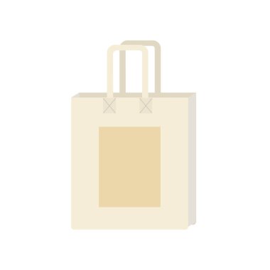 Beyaz bir arkaplanda bej rengi pamuk torbası. Vektör illüstrasyonu..