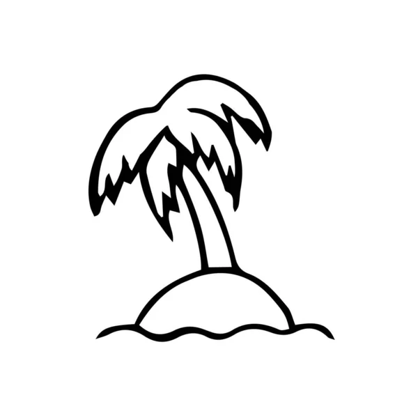 孤立在白色背景上的岛屿上的棕榈树 用涂鸦式的矢量图解 — 图库矢量图片