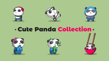 Şirin panda demeti illüstrasyonu