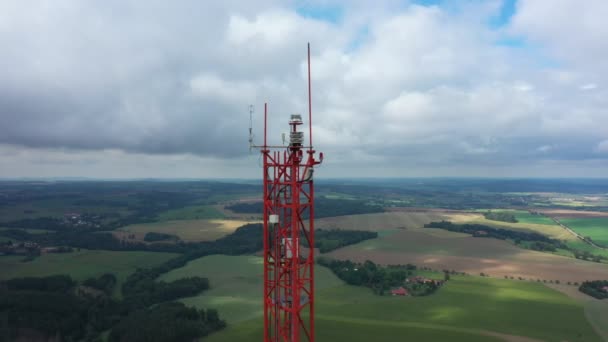 Atmospheric station science research drone aerial weather meteorology international, warning light for aircraft lighthouse eddy covariance systems, measurement diffuse solar radiation scientific tower — Stockvideo