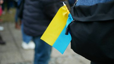 Rus ordusunun Ukrayna bayrağına düzenlediği savaş karşıtı göstericiler Ukraynalı aktivist politikacıları, aktivistlerin yardımını, Vladimir Putin 'in politikasını, aktivizmini protesto etti