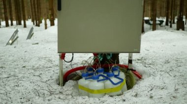 Scientific measurement bottles of respiration tree trunk carbon dioxide, co2 global change, climate change, temperature, scientific research, modern methods, technology, science technological