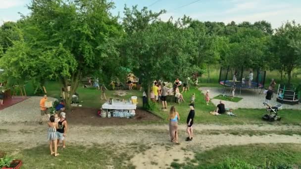 Farm Trampoline Jumping Bio Farming Garden Sitting Playground Jump Children — Stok Video