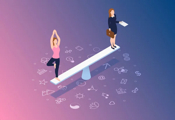 Work Life Balance Concept Vrouw Probeert Haar Leven Evenwicht Brengen — Stockfoto