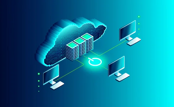 Cloud Computing Concept Illustration Computere Forbundet Med Digital Cloud - Stock-foto