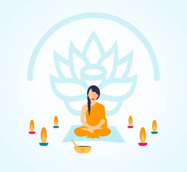 Mumlar ve Nilüfer Çiçeği ile çevrili Kadın Meditasyonu