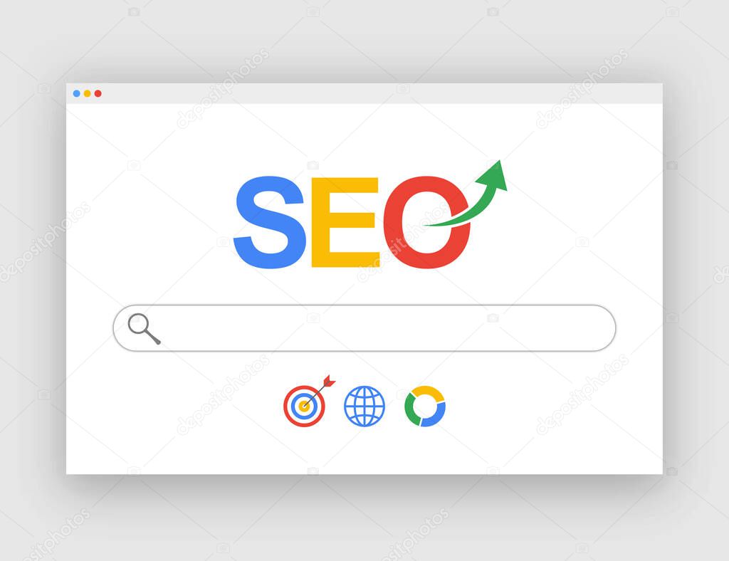 SEO Concept - Search Engine Optimization - Search Page