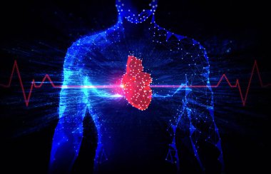 Gelecekteki Kardiyoloji ve Sağlık Teknolojileri - Kalp Hastalıklarını Tedavi İçin Gelişen Teknolojiler - Elektrofizyoloji - Tıbbi Alanlarda İnovasyon - Kavramsal İllüstrasyon