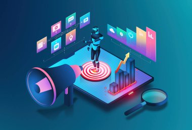 Pazarlama Otomatik Araçları - Pazarlama Otomasyon Yazılımı - Pazarlama Teknolojisi - MarTech - Kavramsal 3D İllüstrasyon 