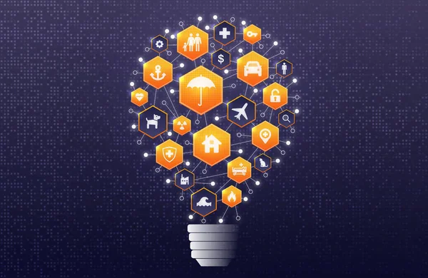 Insurtech Insuretech Innovatie Opkomende Technologieën Verzekeringssector Conceptuele Illustratie Met Digitale — Stockfoto