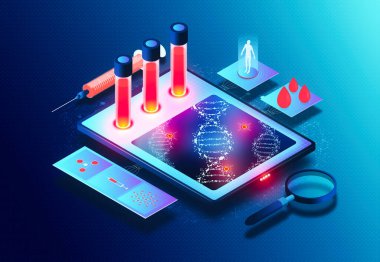 Sıvı Biyopsi Teknolojisi Konsepti - DNA Mutasyonlarıyla Kanserin Erken Tespiti - Yenilikçi Kanser Tarama Teknolojisi - Onkolojide İnovasyon - 3D
