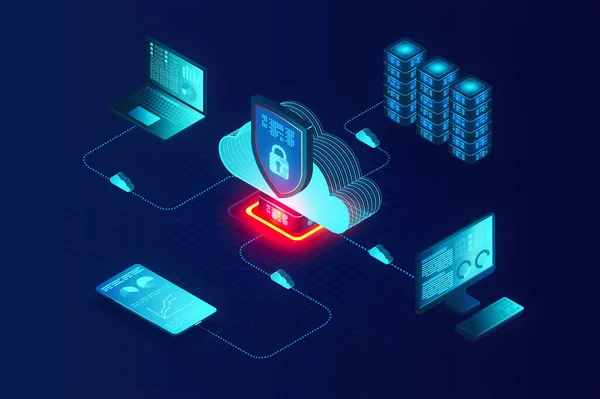 Cloud Based Cybersecurity Solutions Concept Endpoint Protection Apparaten Beschermd Binnen — Stockfoto