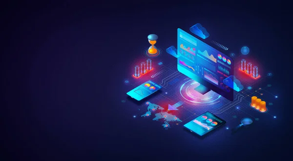 Business Intelligence and Business Analytics Concept - Set of Methodologies and Technologies that Transform Raw Data into Useful Information Used to Gain Business Insights - 3D Illustration