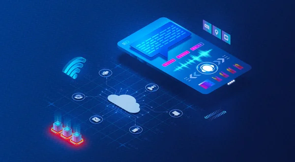 Cloud Communications Concept - Contact Center as a Service and Communications Platform as a Service - CPaaS and CCaaS - New Cloud-based IT Solutions - 3D Illustration