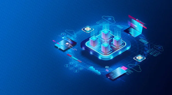 Server Virtualization Concept - Central Server Divided into Unique and Isolated Virtual Servers Connected to Different Devices - Partitioning of Physical Server into Smaller Servers to Maximize Computing Resources - 3D Illustration