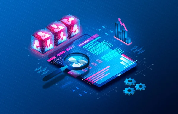Human Resources Management Applications and Human Capital Management Software - HCM - Technologies That Help Businesses Manage Employees - 3D Illustration