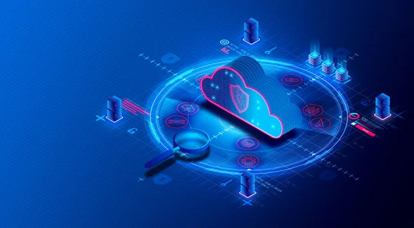 Application Security Monitoring Concept - Cloud-based Solutions which Protect Against Application-level Threats by Identifying Attacks that Target Code-level Vulnerabilities - 3D Illustration