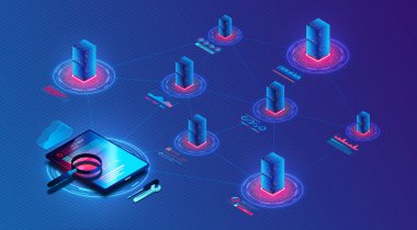 Network Performance Monitoring Concept - NPM - Tools and Processes to Monitor the Quality of Service of a Digital Network - Observability and Cloud Monitoring - 3D Illustration