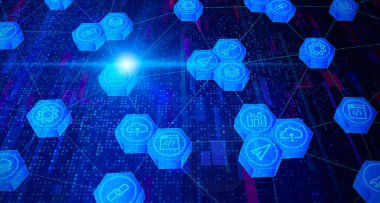 Decentralized Applications Concept - DApp - Autonomous Applications that Run on a Distributed Ledger System such as a Blockchain - Abstract Illustration