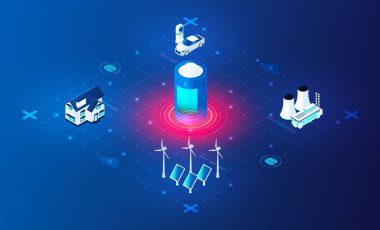 Smart Energy Grid and Virtual Power Plant Concept - Innovative Decentralized Energy Management Systems - 3D Illustration