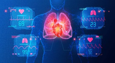 Cardiopulmonary Monitoring and Hemodynamic Monitoring - New Technologies to Monitor Heart and Respiratory Function - Conceptual Illustration clipart