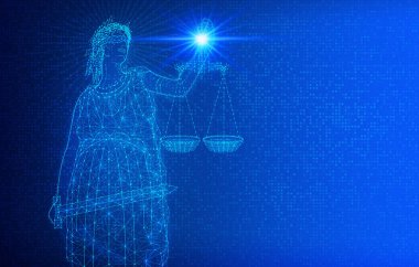 Siber Hukuk ve Bilgi Teknolojisi Yasası - Soyut Teknoloji Arkaplanı Dijital Kadın Adaleti - Kavramsal İllüstrasyon