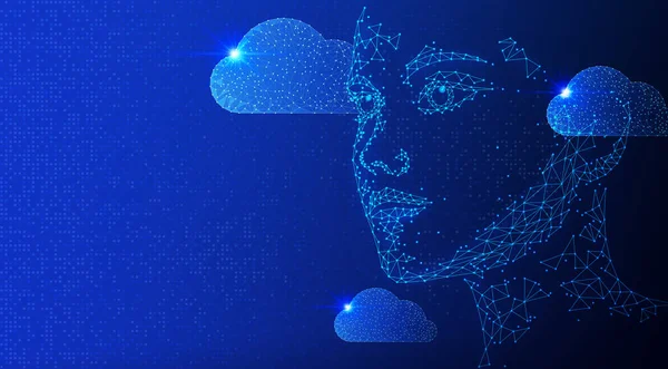Fusão Computação Nuvem Inteligência Artificial Novos Aplicativos Nuvem Digital Ilustração — Fotografia de Stock