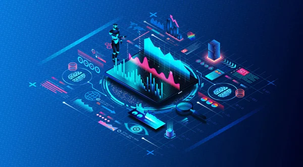 Big Data Analysis Automation and Data-as-a-Service Concept - DaaS - New Systems and Processes to Perform Automated Analytical Tasks - 3D Illustration