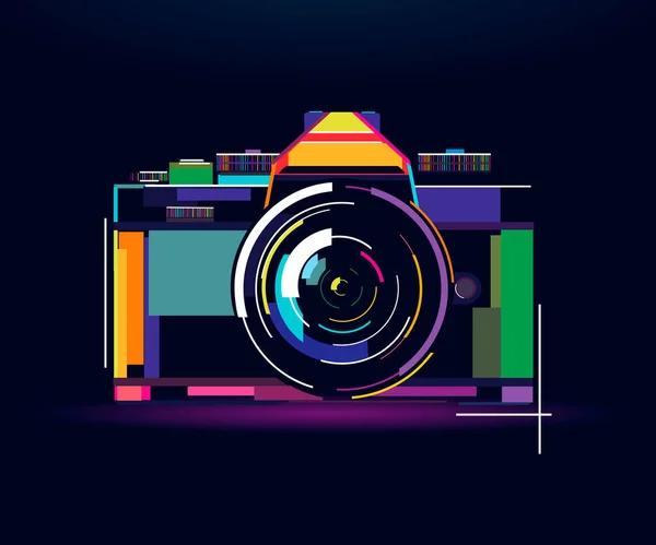 Retro photo camera, abstract, colorful drawing, digital graphics — Stockvektor