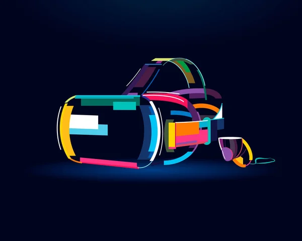 Virtual reality helmet, abstract, colorful drawing, digital graphics — Vettoriale Stock