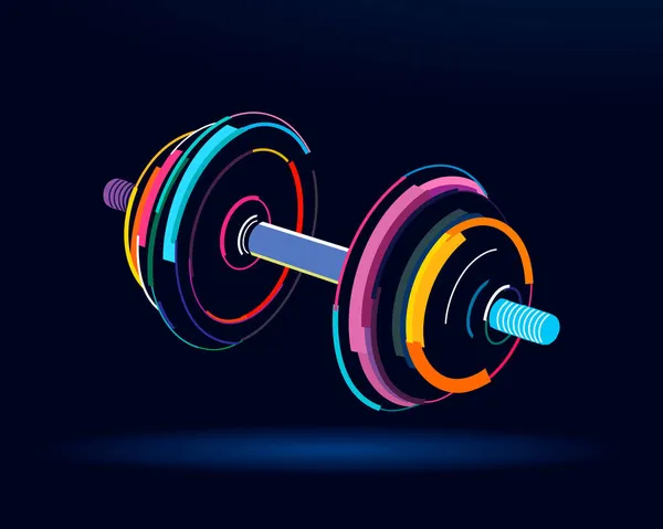 Dumbbell, sport fitness halter design element, abstract, kleurrijke tekening — Stockvector