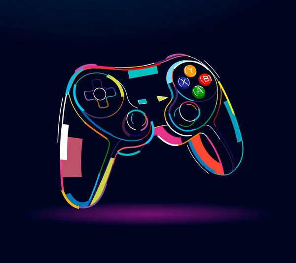 Wireless game joystick controller gamepad, wireless gamepad, abstract, colorful drawing — Stock Vector