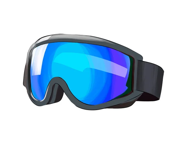 Masque de lunettes de ski à partir de peintures multicolores. éclaboussure d'aquarelle, dessin coloré, réaliste Illustration De Stock