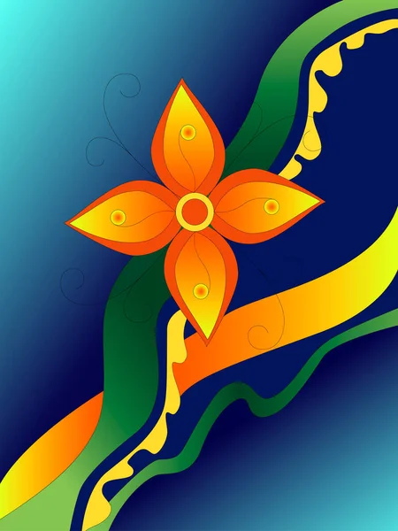 Handzeichnung Gänseblümchen-Blumen-Design auf Gradienten-Hintergrund — Stockvektor