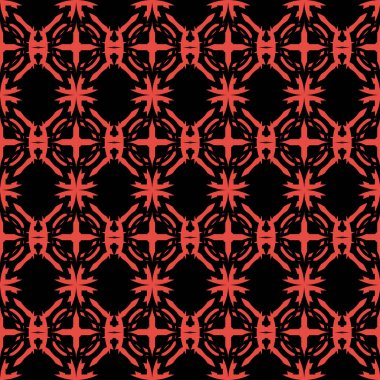 Çemberlerin kusursuz deseni. Soyut geometrik arkaplan. Siyah arkaplanda kırmızı desen