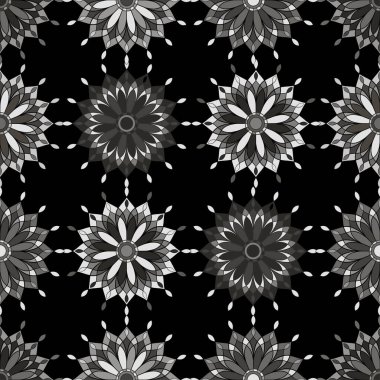 Mandala tarzı. Siyah ve beyaz tasarım.