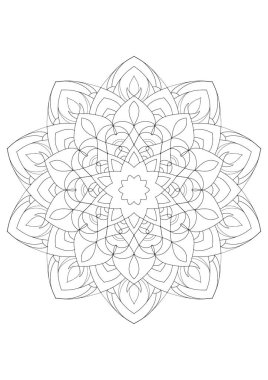 Mandala desenli boyama kitabı duvar kağıdı tasarımı, fayans deseni, tebrik kartı, çıkartma, dantel ve dövme. İç tasarım için dekorasyon. Etnik oryantal çember süsü.