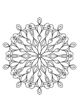 Mandala desenli boyama kitabı duvar kağıdı tasarımı, fayans deseni, tebrik kartı, çıkartma, dantel ve dövme. İç tasarım için dekorasyon. Etnik oryantal çember süsü.