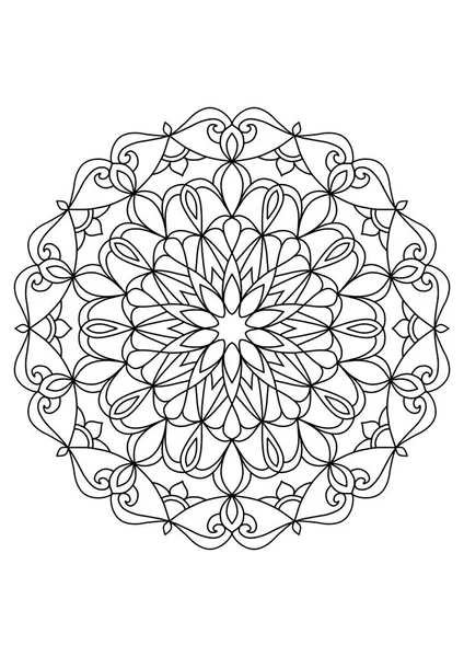 Mandala μοτίβο Χρωματισμός βιβλίο Art ταπετσαρία σχεδιασμό, πλακιδίων μοτίβο, ευχετήρια κάρτα, αυτοκόλλητο, δαντέλα και τατουάζ. διακόσμηση εσωτερικού χώρου. έθνικ ανατολίτικο στολίδι κύκλο. — Φωτογραφία Αρχείου