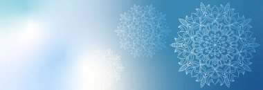 Yatay mandala pankartı. Metin için yeri olan dekoratif çiçek mandala arkaplanı.