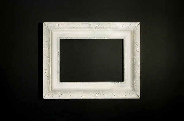 White Square Vintage Picture Frame Black Background — 스톡 사진